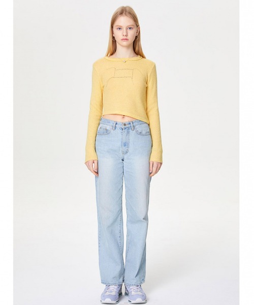 outxo（アウトエクソ）の「A'GEM/9 × .kom『OUTXO/アウトエクソ』LILLY UNBAL KNIT/アンバランスデザインニットソー（ニット/セーター・レディース・ブラック/イエロー/アイボリー・FREE）」の10枚目の写真