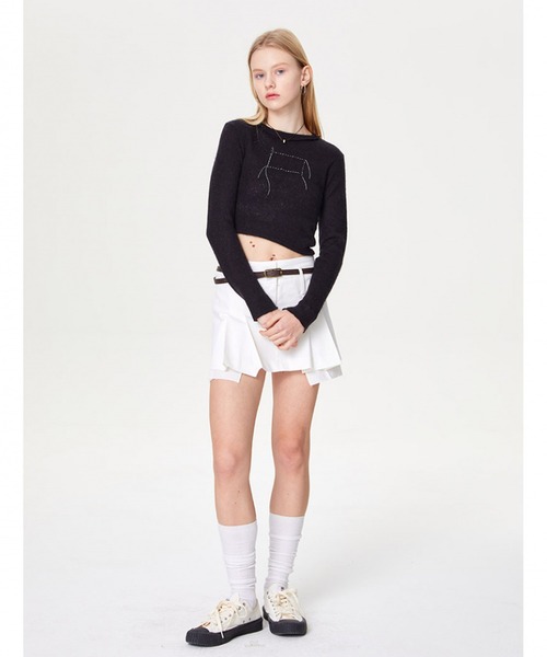 outxo（アウトエクソ）の「A'GEM/9 × .kom『OUTXO/アウトエクソ』LILLY UNBAL KNIT/アンバランスデザインニットソー（ニット/セーター・レディース・ブラック/イエロー/アイボリー・FREE）」の22枚目の写真