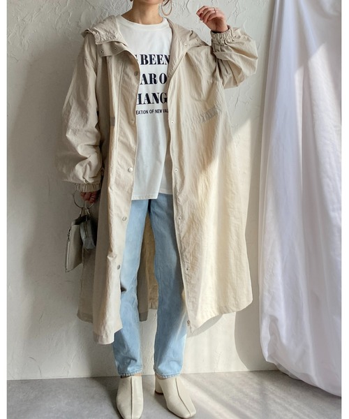 She's Closet(シーズクローゼット)の「ボリュームスリーブビッグシルエットナイロンロングマウンテンパーカー(モッズコート・レディース・ブラック/ベージュ/カーキ/アイボリー/ライトカーキ/マスタード/オフホワイト/グレイッシュベージュ・FREE)」の19枚目の写真