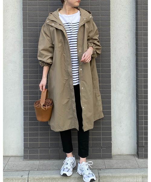 セール】ボリュームスリーブビッグシルエットナイロンロングマウンテン