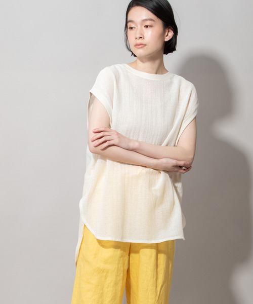 Munich（ミューニック）の「コットンラッセルラウンドヘムトップス（Tシャツ/カットソー・レディース・ブラック/グリーン/モカ/キナリ・FREE）」の2枚目の写真