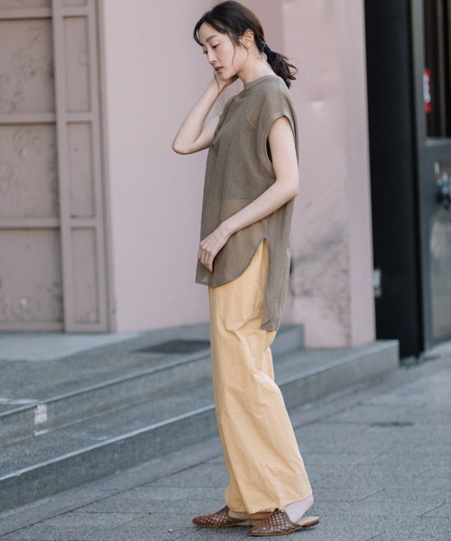 Munich（ミューニック）の「コットンラッセルラウンドヘムトップス（Tシャツ/カットソー・レディース・ブラック/グリーン/モカ/キナリ・FREE）」の13枚目の写真