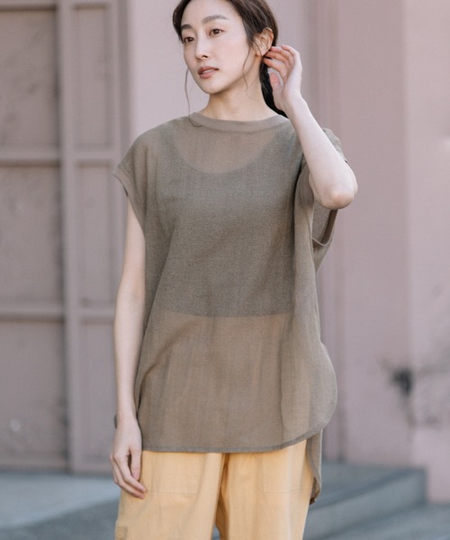 Munich（ミューニック）の「コットンラッセルラウンドヘムトップス（Tシャツ/カットソー・レディース・ブラック/グリーン/モカ/キナリ・FREE）」の15枚目の写真