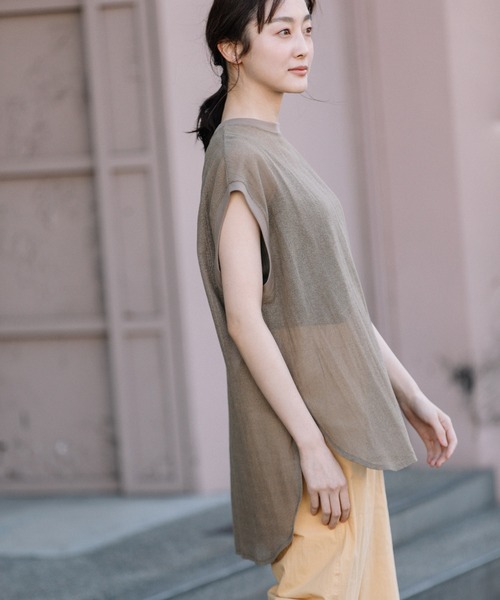 Munich（ミューニック）の「コットンラッセルラウンドヘムトップス（Tシャツ/カットソー・レディース・ブラック/グリーン/モカ/キナリ・FREE）」の16枚目の写真