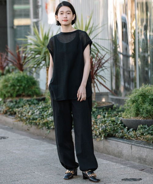 Munich（ミューニック）の「コットンラッセルラウンドヘムトップス（Tシャツ/カットソー・レディース・ブラック/グリーン/モカ/キナリ・FREE）」の18枚目の写真