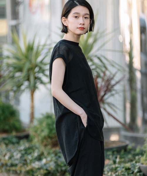 Munich（ミューニック）の「コットンラッセルラウンドヘムトップス（Tシャツ/カットソー・レディース・ブラック/グリーン/モカ/キナリ・FREE）」の22枚目の写真