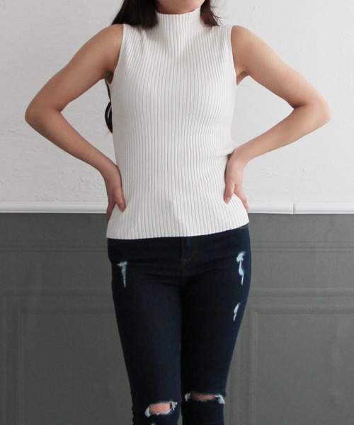 Julia Boutique（ジュリアブティック）の「ハイネック・パーソナルカラーノースリーブニットトップス/22046（ニット/セーター・レディース・ブルー/ブラウン/レッド/イエロー/ライトベージュ/パープル/グリーン/ピンク/ブラック/テラコッタ/オレンジ系/ホワイト・ONE）」の14枚目の写真