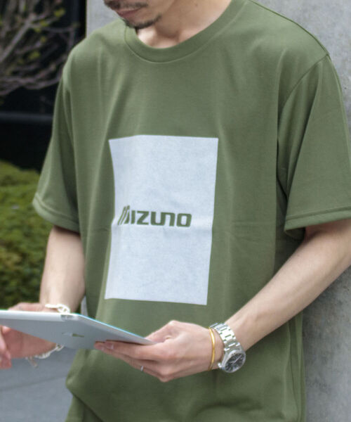 MIZUNO（ミズノ　）の「【MIZUNO/ミズノ】QUICK DRY TEE クイックドライ 別注ロゴプリントTシャツ（Tシャツ/カットソー・メンズ・ネイビー/オフホワイト/オリーブ・LARGE/X-LARGE）」の2枚目の写真