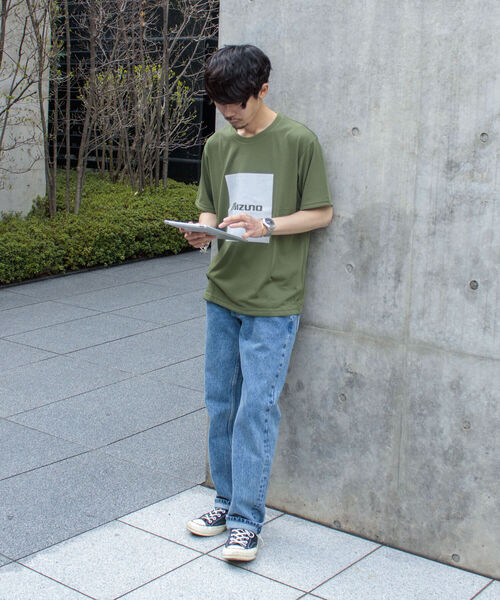 MIZUNO（ミズノ　）の「【MIZUNO/ミズノ】QUICK DRY TEE クイックドライ 別注ロゴプリントTシャツ（Tシャツ/カットソー・メンズ・ネイビー/オフホワイト/オリーブ・LARGE/X-LARGE）」の7枚目の写真