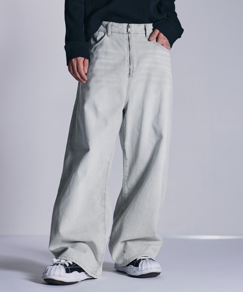 MSG（エムエスジー）の「センタージップワイドバギーデニムパンツ（デニムパンツ・メンズ・ブラック/ブラウン/パープル/グレー/グリーン/ネイビー/ブラック系/グレー系/ブラウン系/ブルー/レッド/ベージュ/ブルー系/インディゴブルー/ピンク系/ブラウン系2/ネイビー系/ブラック系2/ライトグレー・L/S/M/XL）」の4枚目の写真