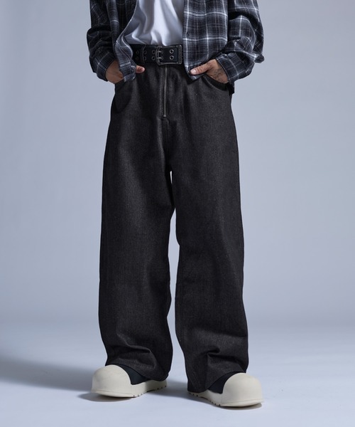 セール】センタージップワイドバギーデニムパンツ【UNISEX】（デニム