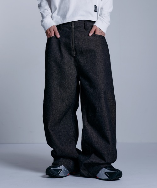 セール】センタージップワイドバギーデニムパンツ【UNISEX】（デニム