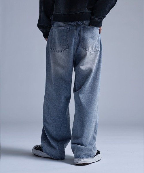 セール】センタージップワイドバギーデニムパンツ【UNISEX】（デニム