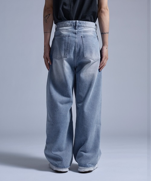 セール】センタージップワイドバギーデニムパンツ【UNISEX】（デニム