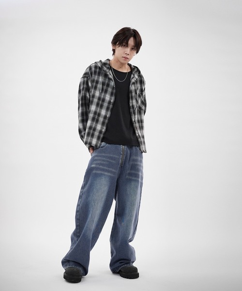 セール】センタージップワイドバギーデニムパンツ（デニムパンツ
