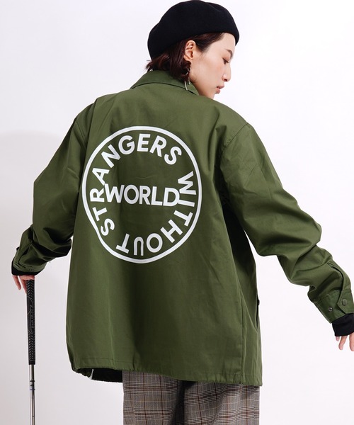 GIORDANO（ジョルダーノ）の「[ GIORDANO ] サークルロゴ コーチジャケット (ユニセックス）（ブルゾン・レディース・ブラック/ベージュ/ダークグリーン・MEDIUM/LARGE）」の3枚目の写真