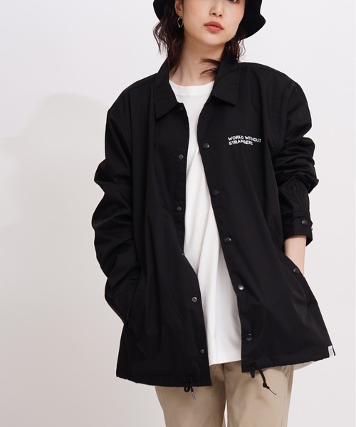 GIORDANO（ジョルダーノ）の「[ GIORDANO ] サークルロゴ コーチジャケット (ユニセックス）（ブルゾン・レディース・ブラック/ベージュ/ダークグリーン・MEDIUM/LARGE）」の4枚目の写真