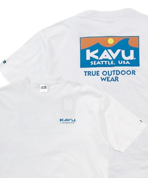 KAVU（カブー）の「【ムラサキスポーツ別注】KAVU/カブー スクエアロゴ ビッグシルエット バックプリントTシャツ/サーフロゴ 19821671（Tシャツ/カットソー・メンズ・ホワイト/ブラック/グリーン・M/L/XL）」の2枚目の写真