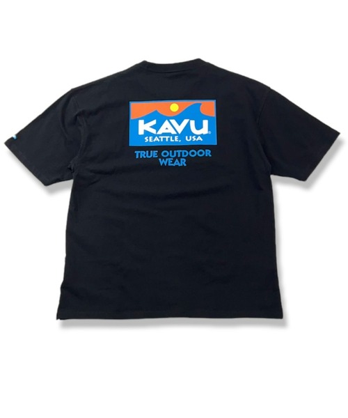 KAVU（カブー）の「【ムラサキスポーツ別注】KAVU/カブー スクエアロゴ ビッグシルエット バックプリントTシャツ/サーフロゴ 19821671（Tシャツ/カットソー・メンズ・ホワイト/ブラック/グリーン・M/L/XL）」の4枚目の写真