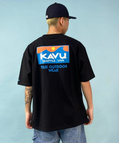 KAVU（カブー）の「【ムラサキスポーツ別注】KAVU/カブー スクエアロゴ ビッグシルエット バックプリントTシャツ/サーフロゴ 19821671（Tシャツ/カットソー・メンズ・ホワイト/ブラック/グリーン・M/L/XL）」の11枚目の写真