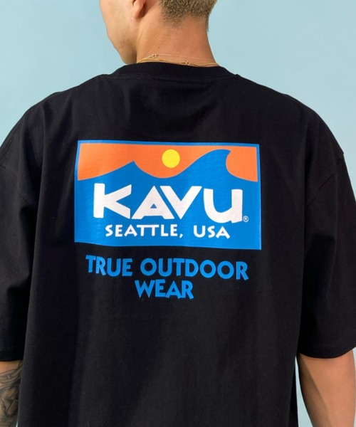 KAVU（カブー）の「【ムラサキスポーツ別注】KAVU/カブー スクエアロゴ ビッグシルエット バックプリントTシャツ/サーフロゴ 19821671（Tシャツ/カットソー・メンズ・ホワイト/ブラック/グリーン・M/L/XL）」の14枚目の写真