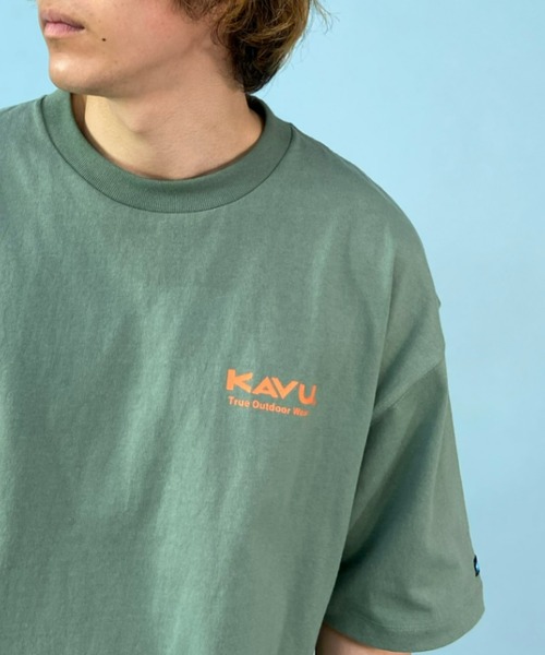 KAVU（カブー）の「【ムラサキスポーツ別注】KAVU/カブー スクエアロゴ ビッグシルエット バックプリントTシャツ/サーフロゴ 19821671（Tシャツ/カットソー・メンズ・ホワイト/ブラック/グリーン・M/L/XL）」の9枚目の写真