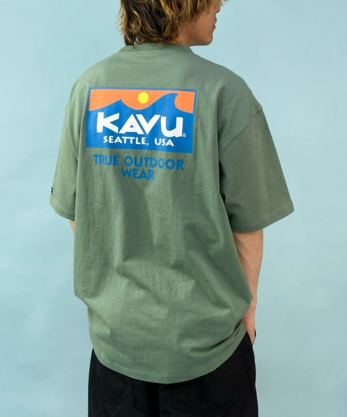KAVU（カブー）の「【ムラサキスポーツ別注】KAVU/カブー スクエアロゴ ビッグシルエット バックプリントTシャツ/サーフロゴ 19821671（Tシャツ/カットソー・メンズ・ホワイト/ブラック/グリーン・M/L/XL）」の18枚目の写真