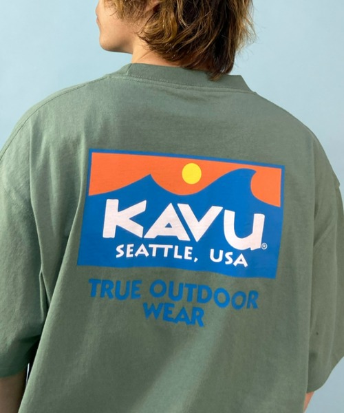 KAVU（カブー）の「【ムラサキスポーツ別注】KAVU/カブー スクエアロゴ ビッグシルエット バックプリントTシャツ/サーフロゴ 19821671（Tシャツ/カットソー・メンズ・ホワイト/ブラック/グリーン・M/L/XL）」の12枚目の写真