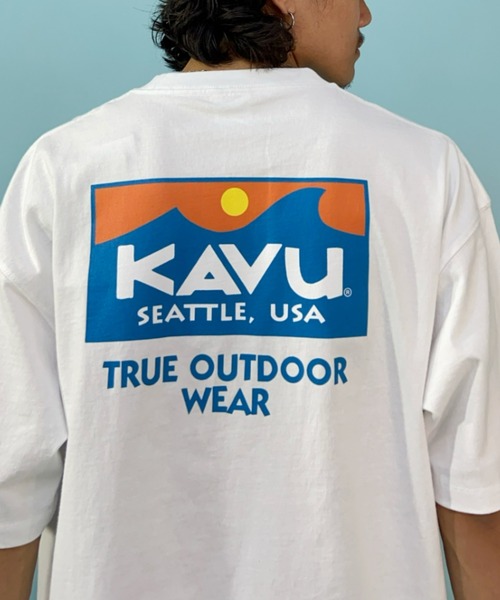 KAVU（カブー）の「【ムラサキスポーツ別注】KAVU/カブー スクエアロゴ ビッグシルエット バックプリントTシャツ/サーフロゴ 19821671（Tシャツ/カットソー・メンズ・ホワイト/ブラック/グリーン・M/L/XL）」の20枚目の写真