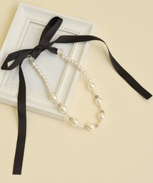 tocco closet | りぼん付きパール×ビジューネックレス(ネックレス)