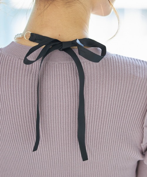 tocco closet（トッコ　クローゼット）の「りぼん付きパール×ビジューネックレス（ネックレス・レディース・アイボリー・FREE）」の4枚目の写真