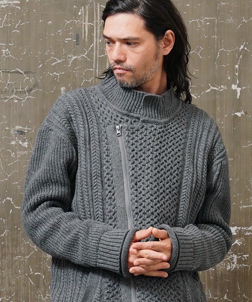 EGO TRIPPING(エゴトリッピング)の「mj8578-DOUBLE KNIT JACKET ジャケット(ブルゾン・メンズ・アイボリー/サンドグレー/ブラック・48/46)」の3枚目の写真