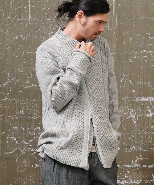 EGO TRIPPING(エゴトリッピング)の「mj8578-DOUBLE KNIT JACKET ジャケット(ブルゾン・メンズ・アイボリー/サンドグレー/ブラック・48/46)」の1枚目の写真