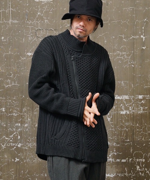 EGO TRIPPING(エゴトリッピング)の「mj8578-DOUBLE KNIT JACKET ジャケット(ブルゾン・メンズ・アイボリー/サンドグレー/ブラック・48/46)」の2枚目の写真