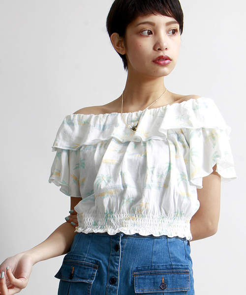 WEGO(ウィゴー)の「WEGO/フリルオフショルカットソー(Tシャツ/カットソー・レディース・オフホワイト/ブラック系その他/ネイビー/その他1/トリコロール/その他3/その他4/ライトイエロー/ホワイト系その他/その他2/その他5/ブラック・FREE)」の7枚目の写真