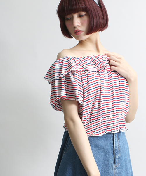 WEGO(ウィゴー)の「WEGO/フリルオフショルカットソー(Tシャツ/カットソー・レディース・オフホワイト/ブラック系その他/ネイビー/その他1/トリコロール/その他3/その他4/ライトイエロー/ホワイト系その他/その他2/その他5/ブラック・FREE)」の12枚目の写真