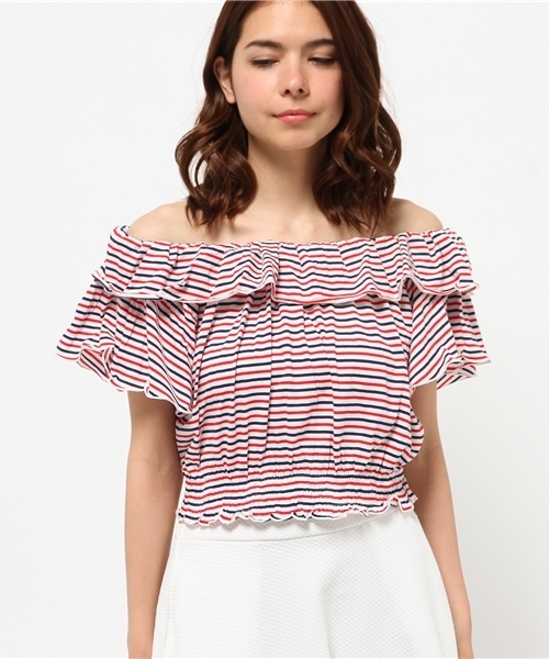 WEGO(ウィゴー)の「WEGO/フリルオフショルカットソー(Tシャツ/カットソー・レディース・オフホワイト/ブラック系その他/ネイビー/その他1/トリコロール/その他3/その他4/ライトイエロー/ホワイト系その他/その他2/その他5/ブラック・FREE)」の13枚目の写真