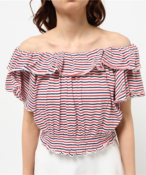 WEGO(ウィゴー)の「WEGO/フリルオフショルカットソー(Tシャツ/カットソー・レディース・オフホワイト/ブラック系その他/ネイビー/その他1/トリコロール/その他3/その他4/ライトイエロー/ホワイト系その他/その他2/その他5/ブラック・FREE)」の16枚目の写真