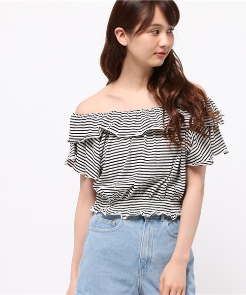 WEGO(ウィゴー)の「WEGO/フリルオフショルカットソー(Tシャツ/カットソー・レディース・オフホワイト/ブラック系その他/ネイビー/その他1/トリコロール/その他3/その他4/ライトイエロー/ホワイト系その他/その他2/その他5/ブラック・FREE)」の19枚目の写真