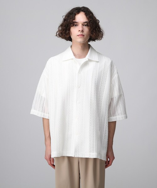 tk.TAKEO KIKUCHI(ティーケータケオキクチ)の「◆レースデザインシャツ(シャツ/ブラウス・メンズ・ホワイト/ブラック/ブルー系2/レッド系4・01/02/03)」の12枚目の写真