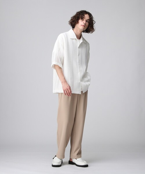 tk.TAKEO KIKUCHI(ティーケータケオキクチ)の「◆レースデザインシャツ(シャツ/ブラウス・メンズ・ホワイト/ブラック/ブルー系2/レッド系4・01/02/03)」の6枚目の写真