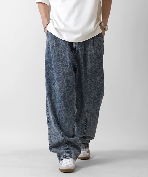 セール】ヴィンテージライク ケミカルウォッシュ テーパード 2タック