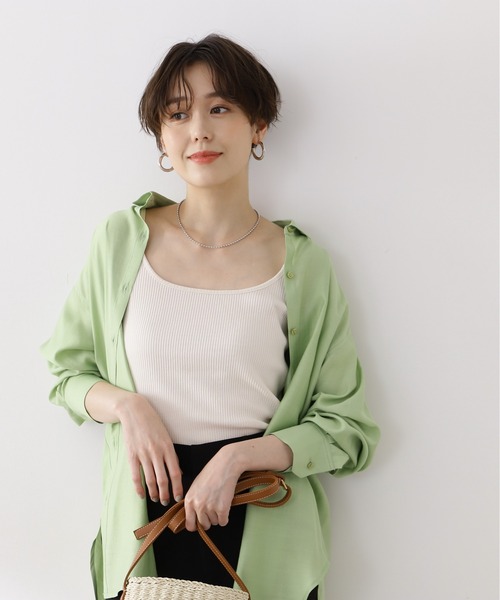 N.（N. Natural Beauty Basic）（エヌエヌナチュラルビューティーベーシック）の「三角テレコインナー（Tシャツ/カットソー・レディース・ブラック/ホワイト/ベージュ・MEDIUM）」の2枚目の写真