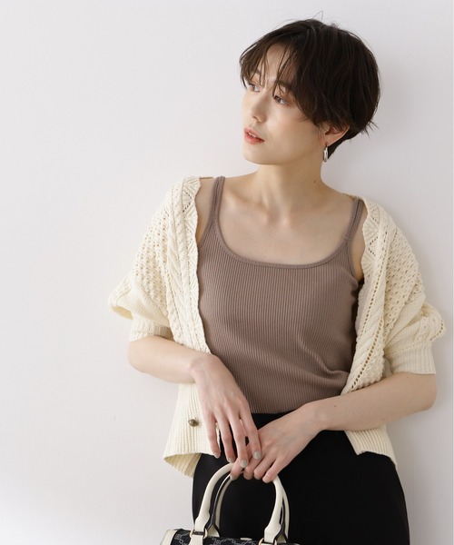 N.（N. Natural Beauty Basic）（エヌエヌナチュラルビューティーベーシック）の「三角テレコインナー（Tシャツ/カットソー・レディース・ブラック/ホワイト/ベージュ・MEDIUM）」の12枚目の写真