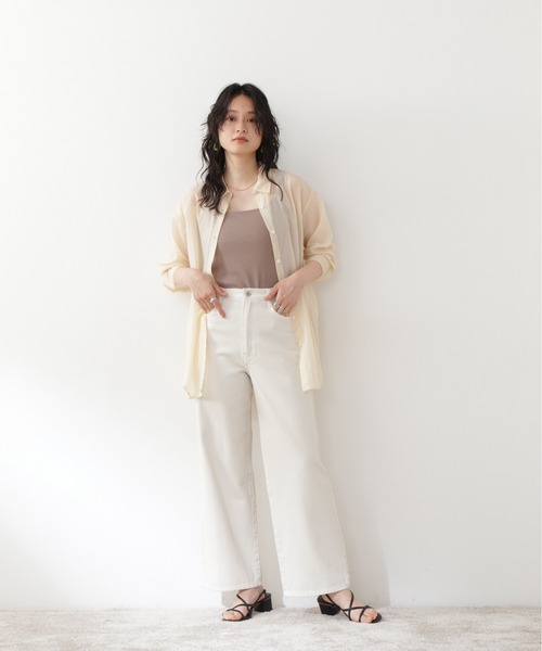 N.（N. Natural Beauty Basic）（エヌエヌナチュラルビューティーベーシック）の「三角テレコインナー（Tシャツ/カットソー・レディース・ブラック/ホワイト/ベージュ・MEDIUM）」の8枚目の写真