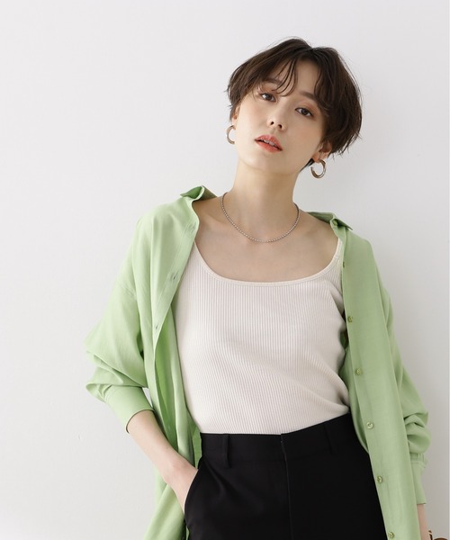 N.（N. Natural Beauty Basic）（エヌエヌナチュラルビューティーベーシック）の「三角テレコインナー（Tシャツ/カットソー・レディース・ブラック/ホワイト/ベージュ・MEDIUM）」の22枚目の写真