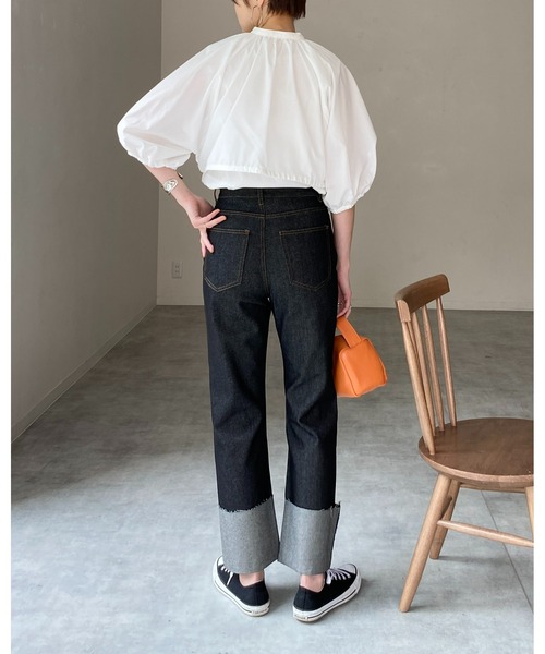 She's Closet(シーズクローゼット)の「バンドカラーボリュームスリーブ半袖ブロードケープブラウス(シャツ/ブラウス・レディース・ホワイト/ブラック/ブルー/グリーン・FREE)」の17枚目の写真