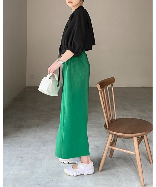 She's Closet(シーズクローゼット)の「バンドカラーボリュームスリーブ半袖ブロードケープブラウス(シャツ/ブラウス・レディース・ホワイト/ブラック/ブルー/グリーン・FREE)」の19枚目の写真