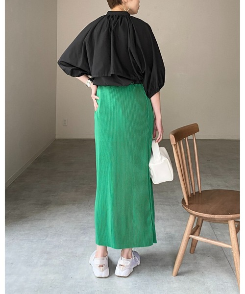 She's Closet(シーズクローゼット)の「バンドカラーボリュームスリーブ半袖ブロードケープブラウス(シャツ/ブラウス・レディース・ホワイト/ブラック/ブルー/グリーン・FREE)」の20枚目の写真