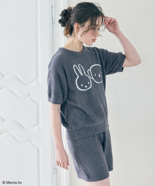 Miffy（ ミッフィー）の「【miffy/ミッフィー】ミッフィーもこもこルームウェア半袖トップス（上下別売り）（ルームウェア/パジャマ・レディース・チャコールグレー/オフホワイト/ピンク/アイボリー/ライトグリーン/グレー/ベビーピンク・LL/3L/M/L）」の11枚目の写真